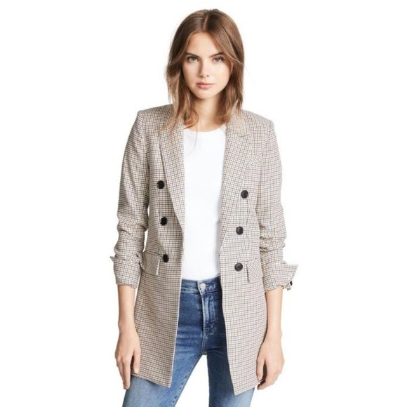 Veronica Beard Jackets & Blazers - VERONICA BEARD Liss Houndstooth Dickey Blazer Jacket Coat in Yellow Blue Multi